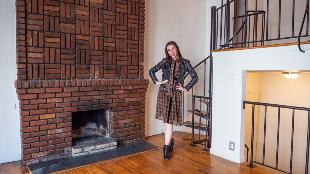 Sarah in the triplex NYC apartment